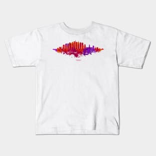 Philadelphia City Skyline - Watercolor Red, orange, purple Kids T-Shirt